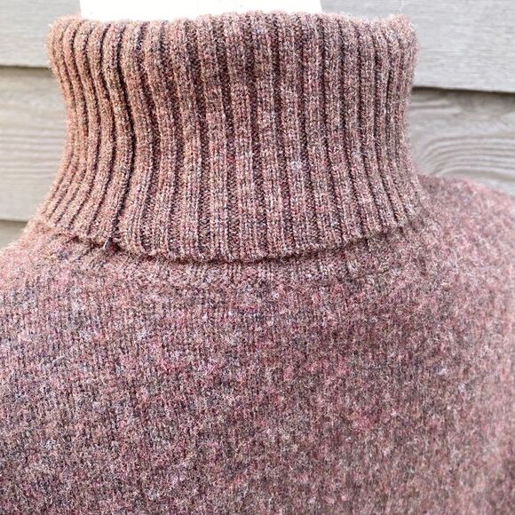 Deane & White Lambswool Argyle Turtleneck Sweater Brown Size L Cabincore - Picture 6 of 11
